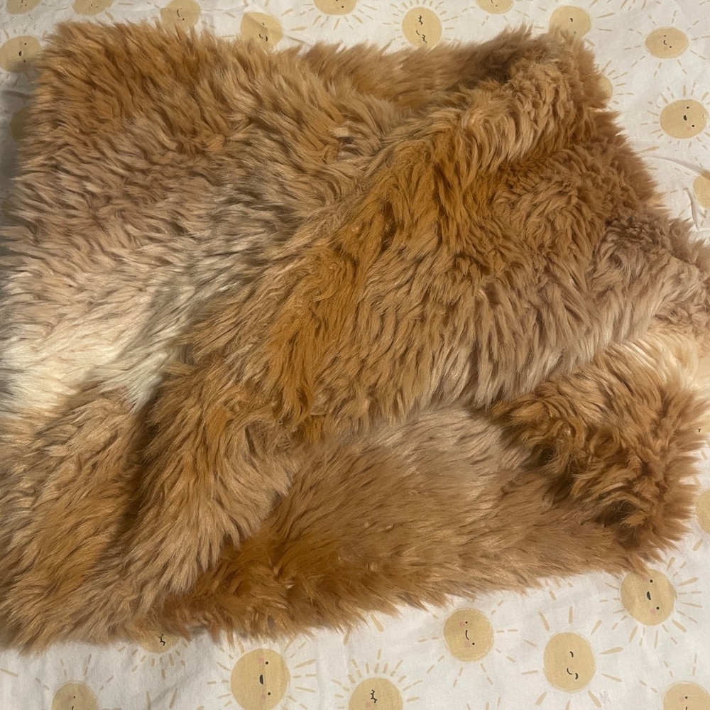 Anthropologie Renata Faux Fur Throw in Rich Brown and Tan Cowl
Scarf,